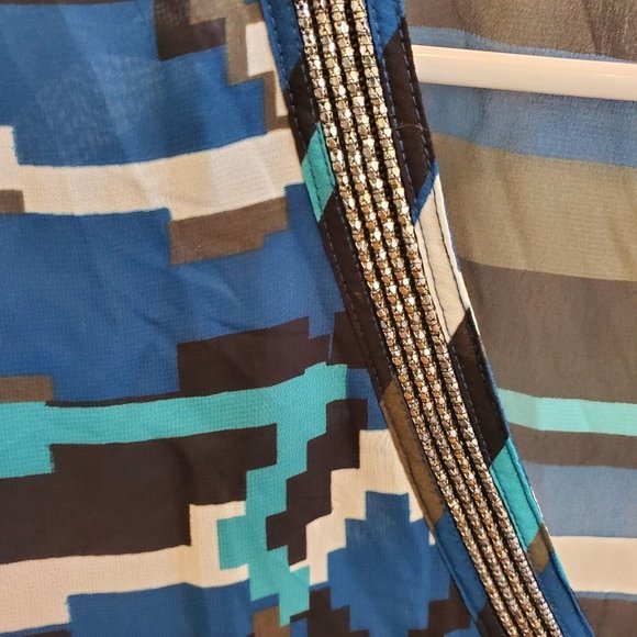 Lane Bryant 22/24 Blue‎ V Neck Blouse Batwing Sleeve Semi-sheer - Picture 3 of 7